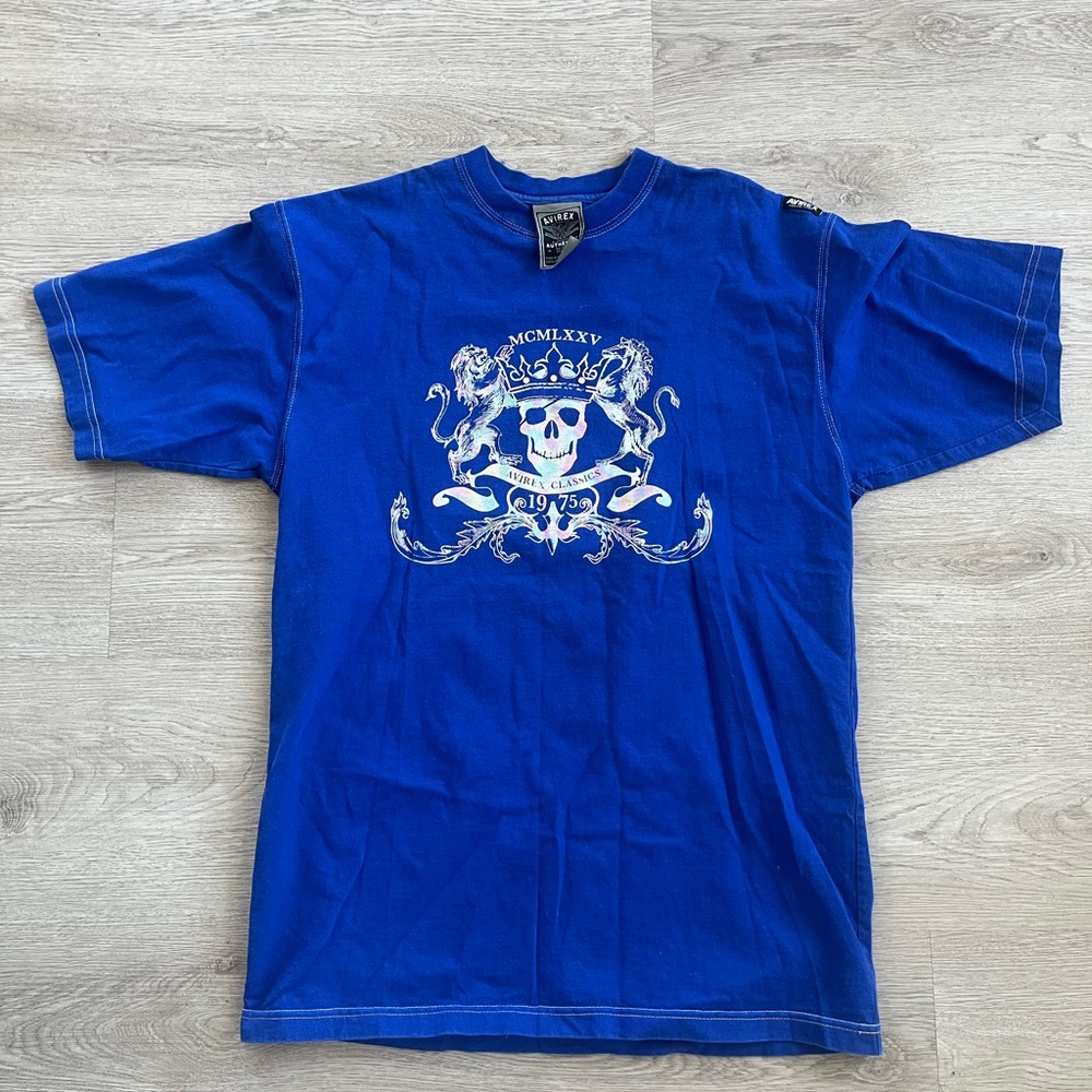 Y2k Avirex Blue Graphic Tee